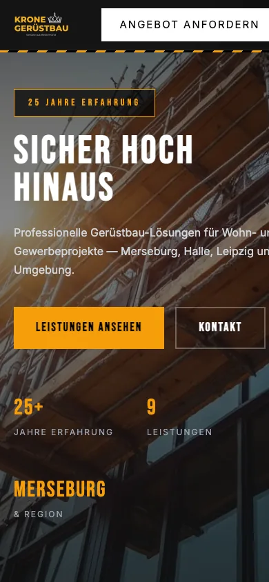 krone-geruestbau.de auf dem Smartphone