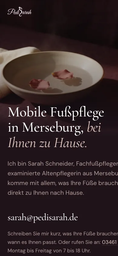 pedisarah.de auf dem Smartphone